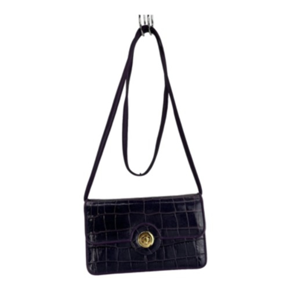 Jay Herbert Crossbody Bag Womens Small Purple Excellent Mock Croc Leather NY